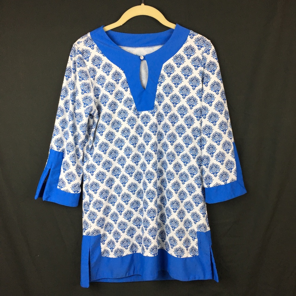 Cabana Life Blue and White Printed Tunic